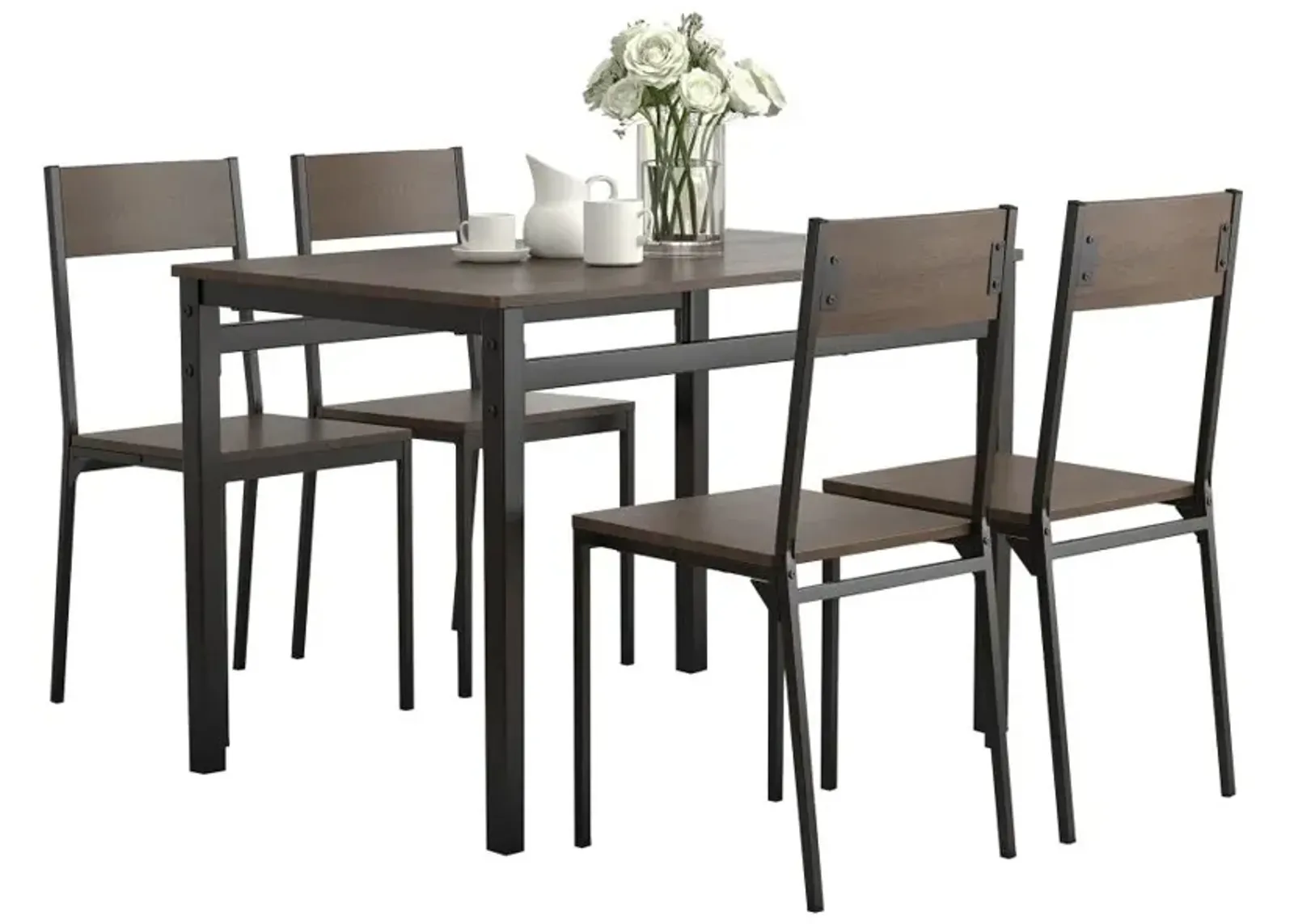 Lana 5-piece Rectangular Dining Table Set Dark Brown and Matte Black