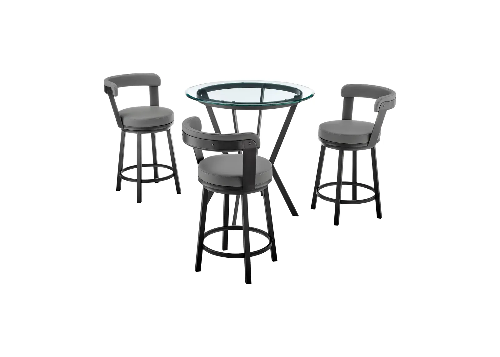 Naomi and Bryant 4-Piece Counter Height Dining Set in Black Metal and Grey Faux Leather