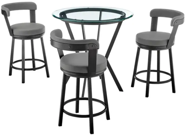 Naomi and Bryant 4-Piece Counter Height Dining Set in Black Metal and Grey Faux Leather