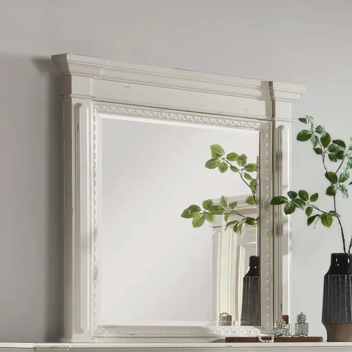 Evelyn Rectangular Dresser Mirror Antique White