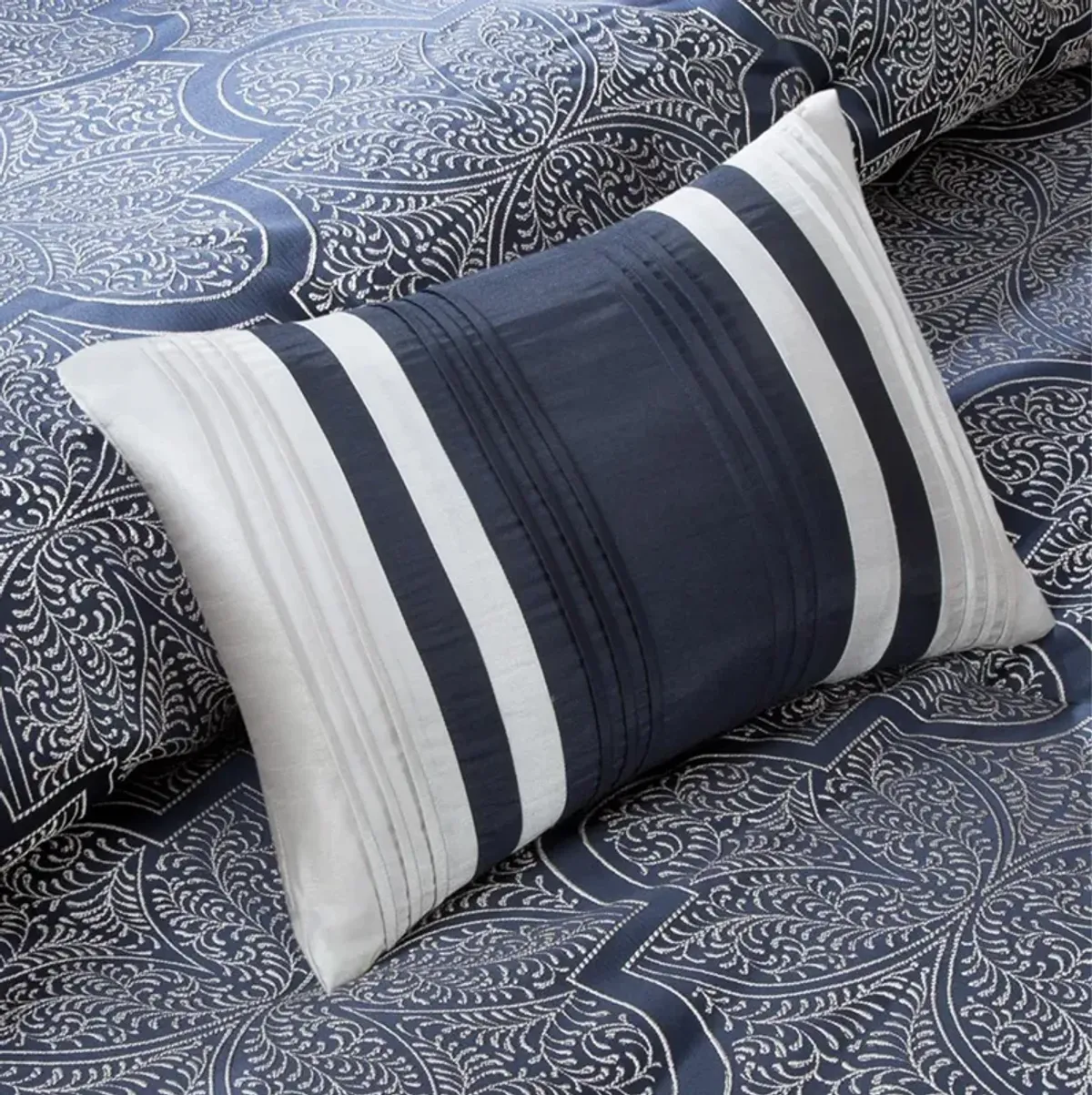 Madison Park Medina Navy 8 Piece Jacquard Comforter Set