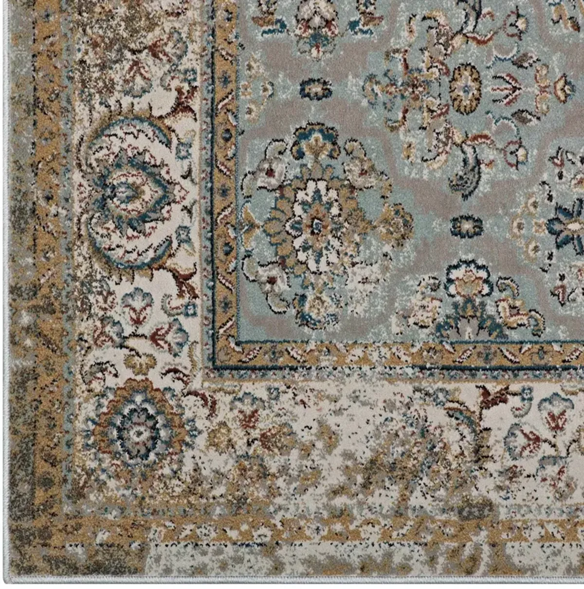 Hisa Distressed Vintage Floral Lattice 5x8 Area Rug