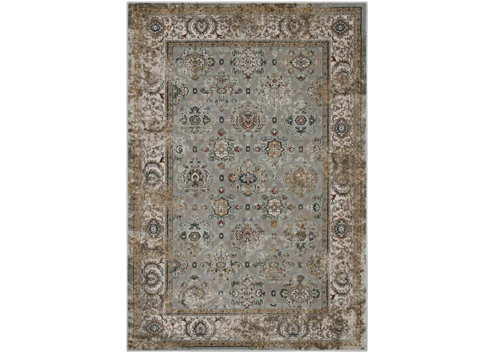 Hisa Distressed Vintage Floral Lattice 5x8 Area Rug