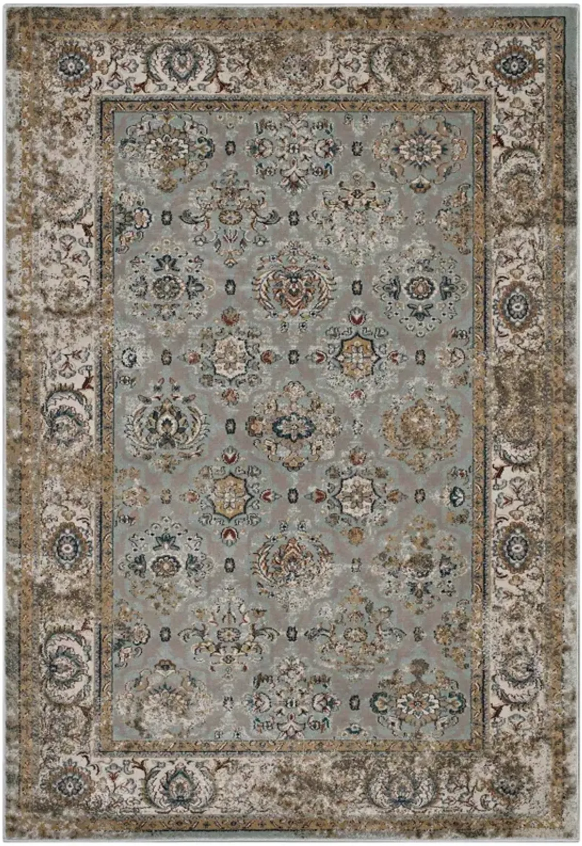 Hisa Distressed Vintage Floral Lattice 5x8 Area Rug