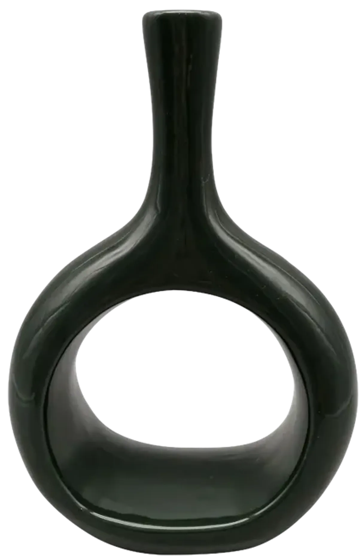 Cer, 9" Curved Open Cut Out Vase, Green