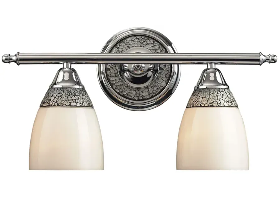 DIAMANTE COLLECTION-VANITY COLLECTION ELEGANT BATH LIGHTING 2-LIGHT CHROME FINISH with WHITE GLASS H