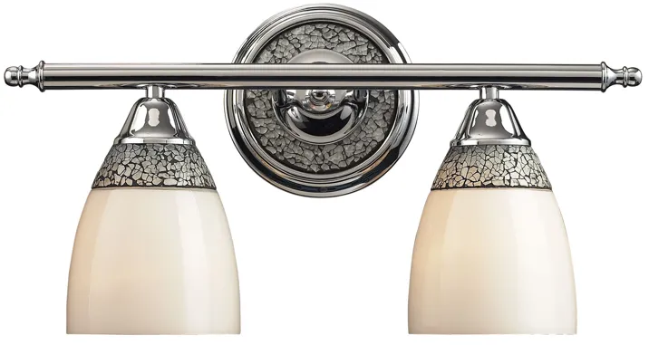 DIAMANTE COLLECTION-VANITY COLLECTION ELEGANT BATH LIGHTING 2-LIGHT CHROME FINISH with WHITE GLASS H