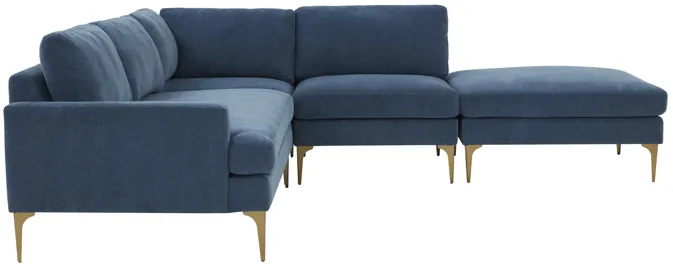 Serena Blue Velvet Large RAF Chaise Sectional