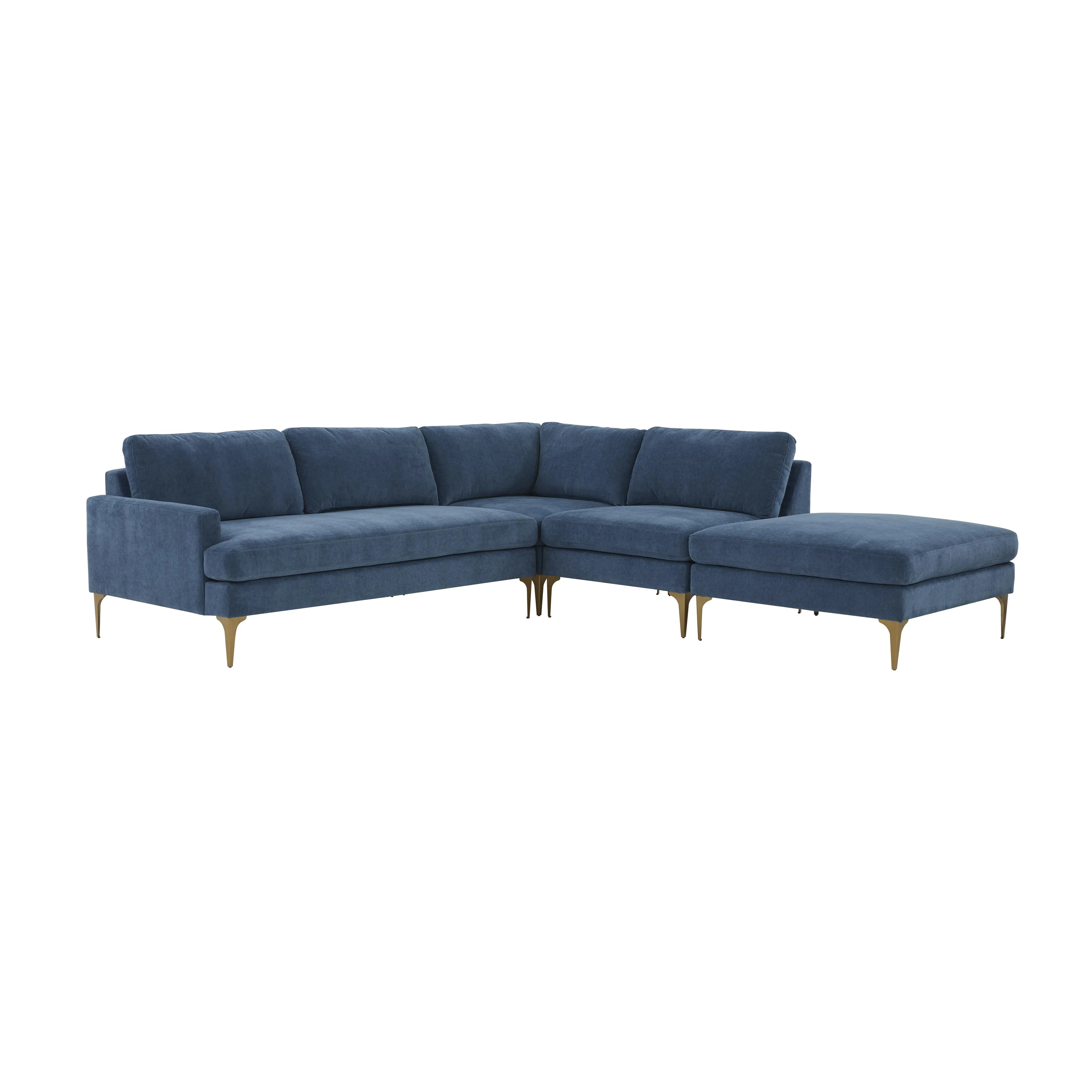 Serena Blue Velvet Large RAF Chaise Sectional