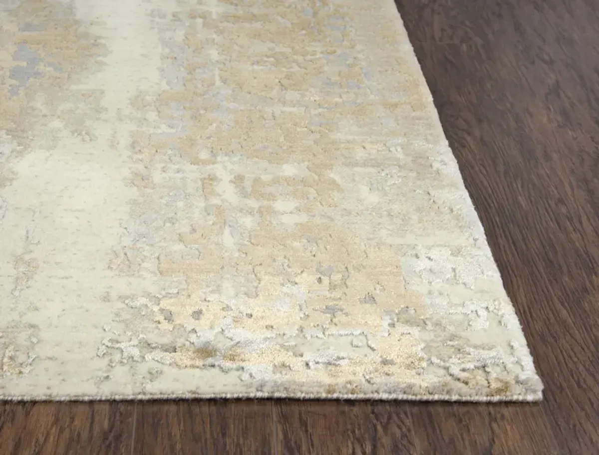 Artistry Beige Abstract NZ Wool/Tencel Blend 2'6" x 8' Runner Rug