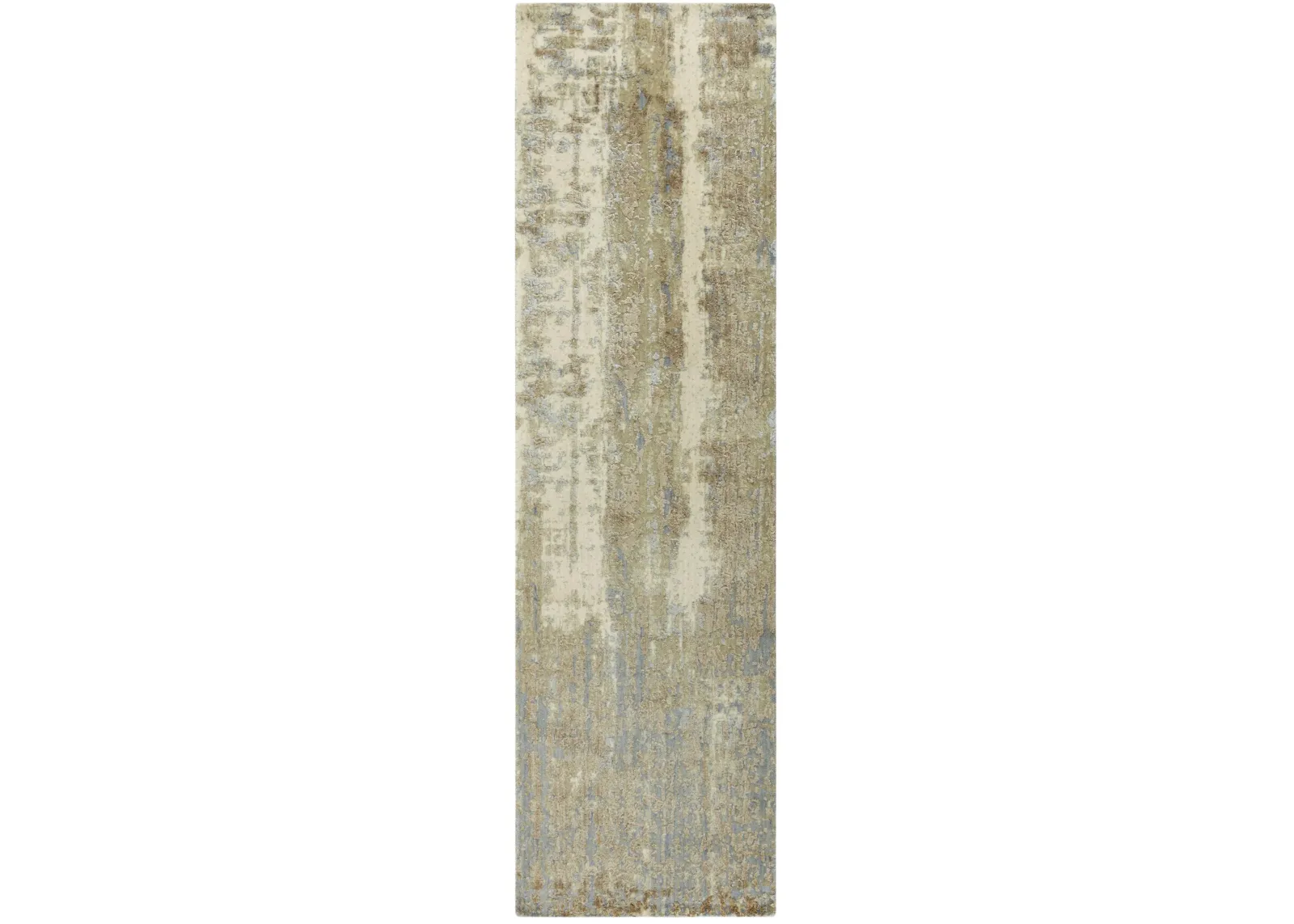 Artistry Beige Abstract NZ Wool/Tencel Blend 2'6" x 8' Runner Rug