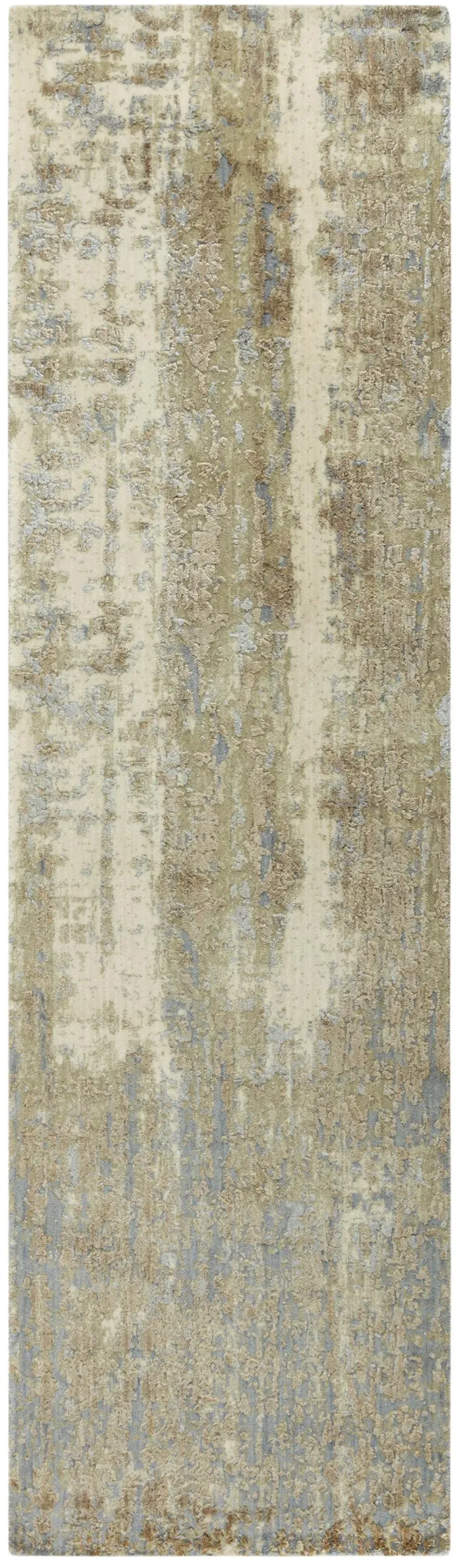 Artistry Beige Abstract NZ Wool/Tencel Blend 2'6" x 8' Runner Rug