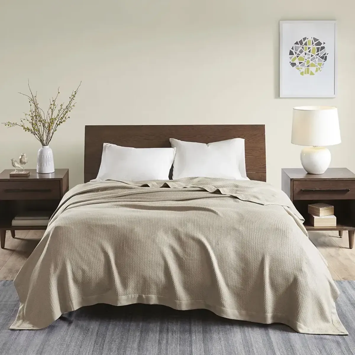 Madison Park Egyptian Cotton Khaki Blanket