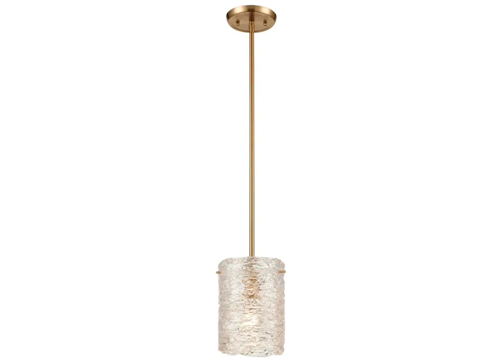 Chiseled Ice 7" Wide 1-Light Mini Pendant - Satin Brass