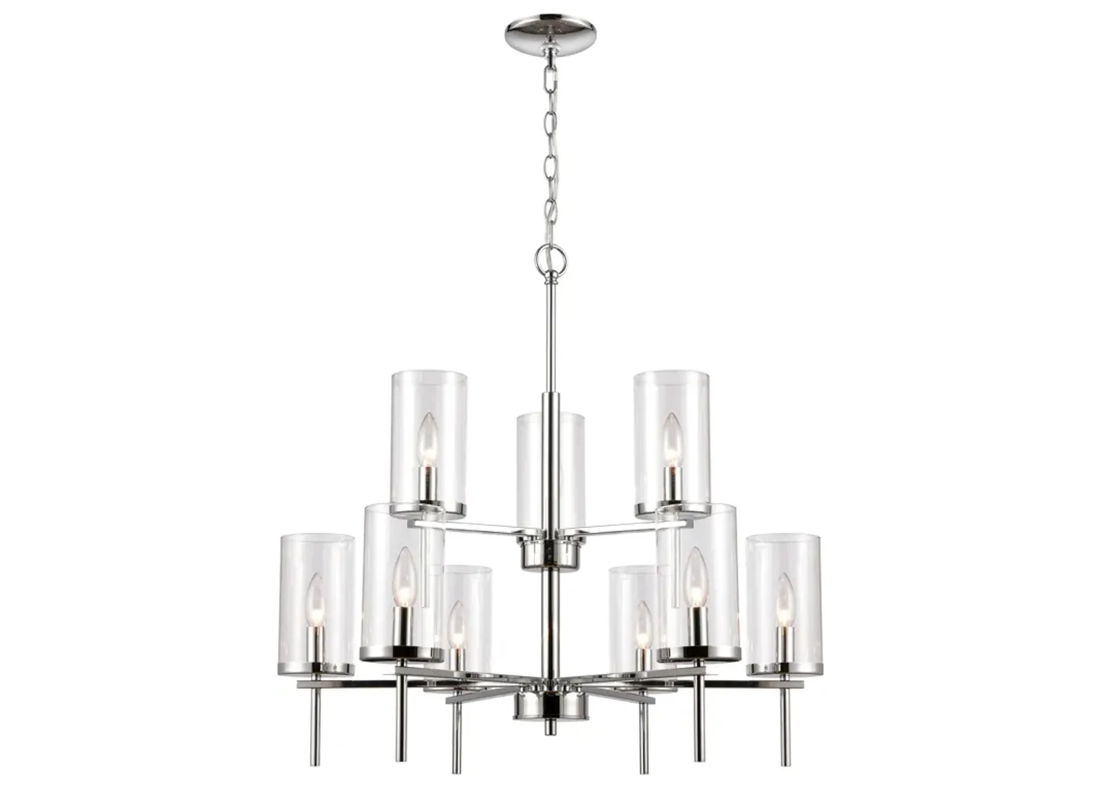 Oakland 28.5" Wide 9-Light Chandelier - Chrome