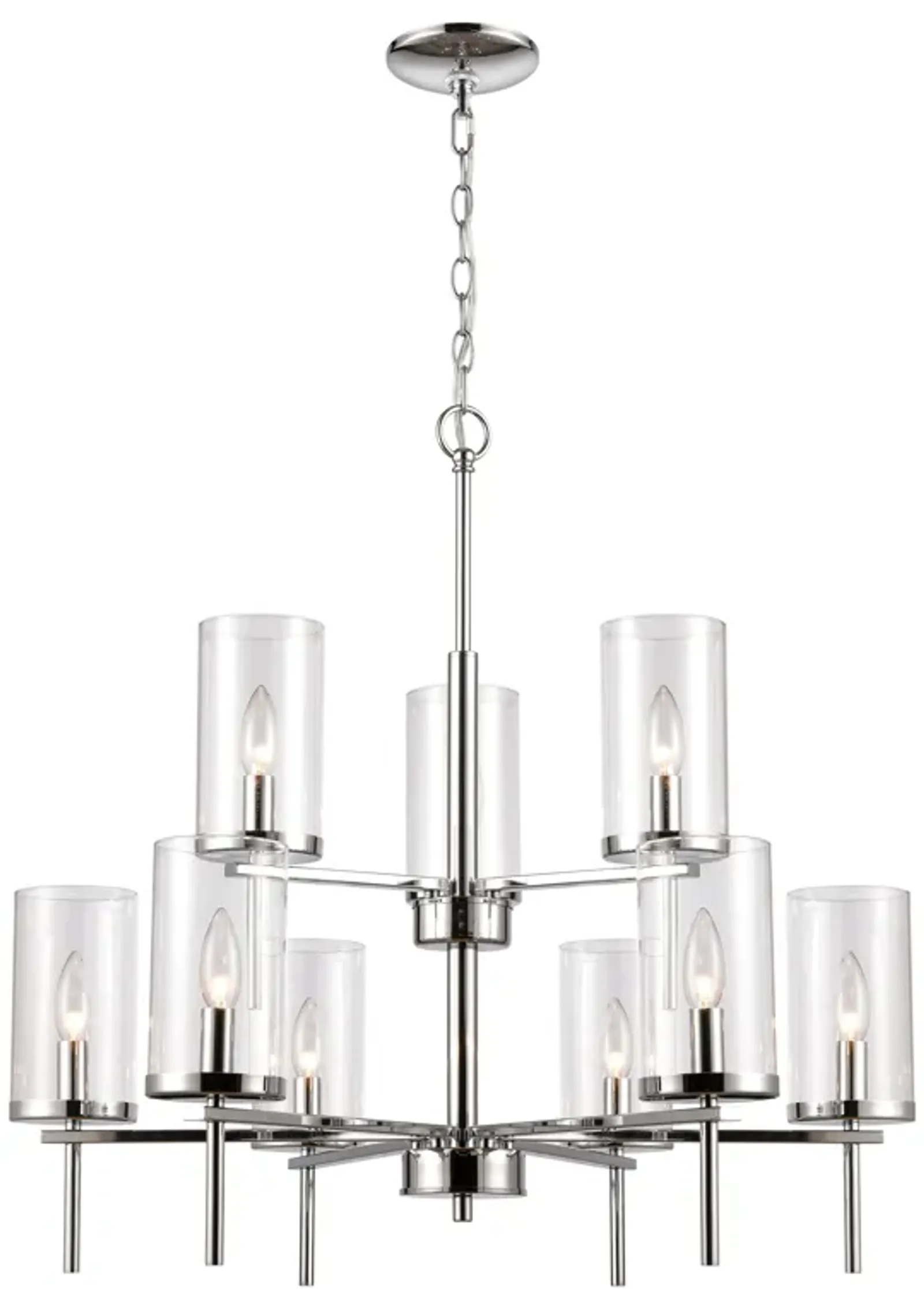 Oakland 28.5" Wide 9-Light Chandelier - Chrome