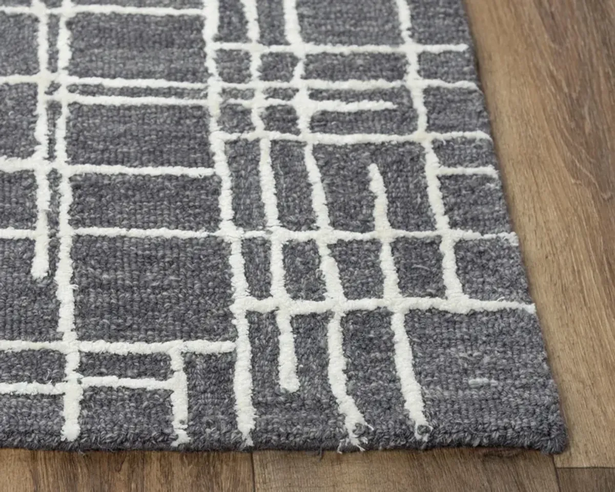 Jazz Charcoal Geometric Wool/Tencel 8'9" x 11'9" Rectangle Rug