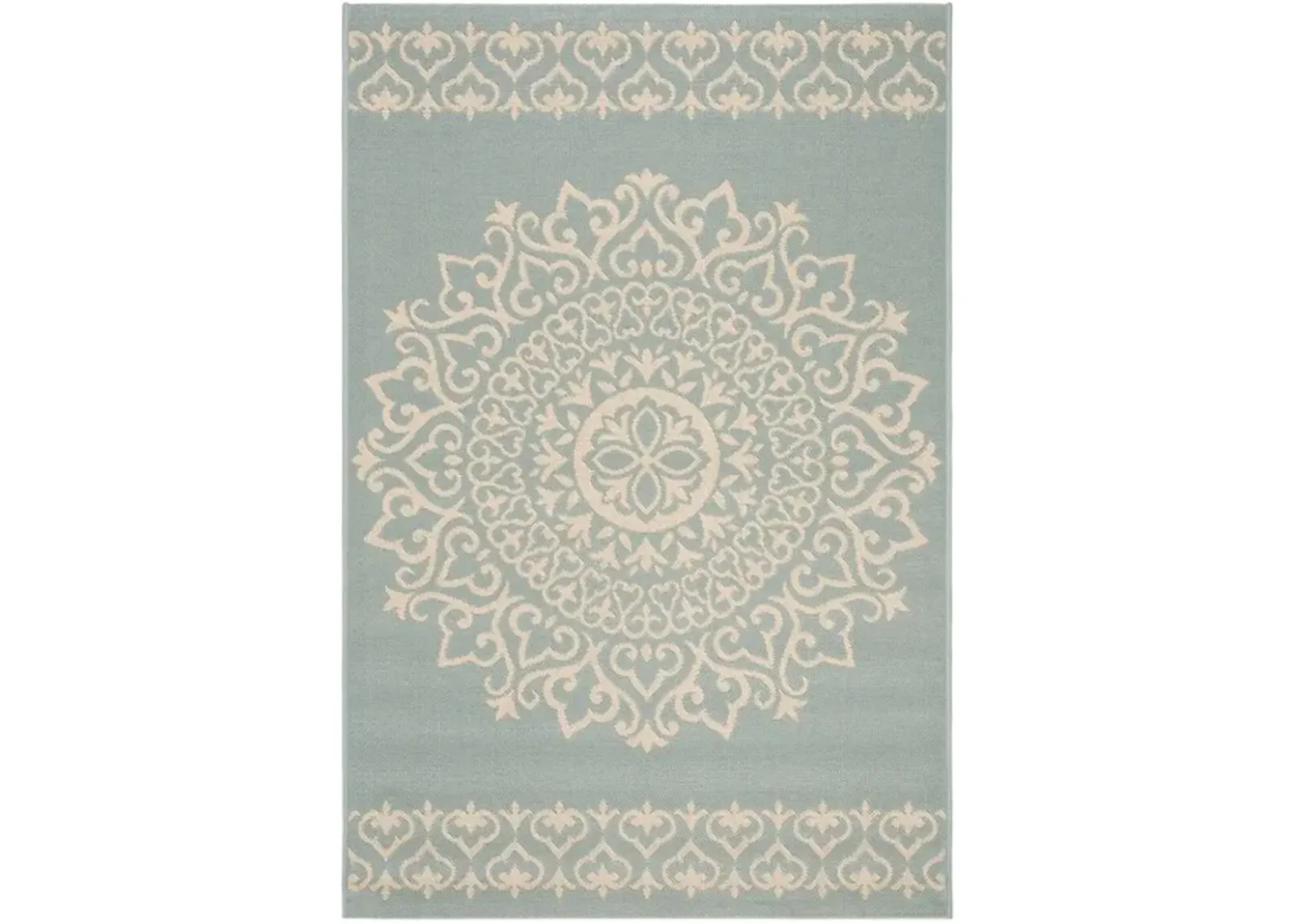 Safavieh BEACH HOUSE Collection BHS183L-6SQ Cream / Aqua 6'-7" X 6'-7" Square