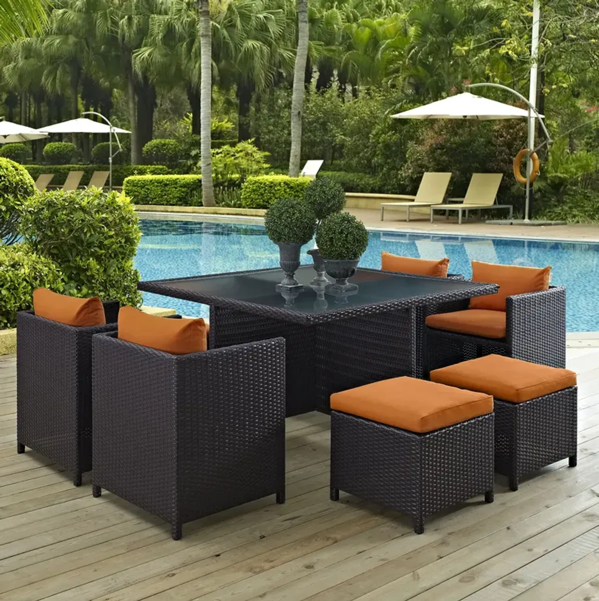 Inverse 9 Piece Outdoor Patio Dining Set