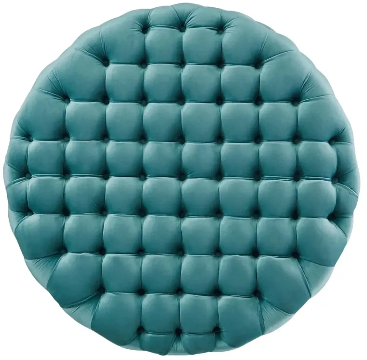 Amour Tufted Button Large Round Performance Velvet Ottoman