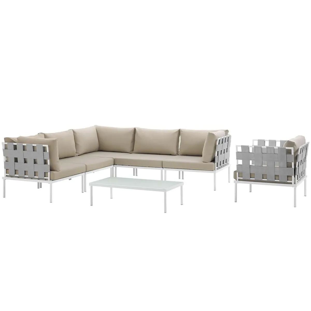 Harmony 7 Piece Outdoor Patio Aluminum Sectional Sofa Set