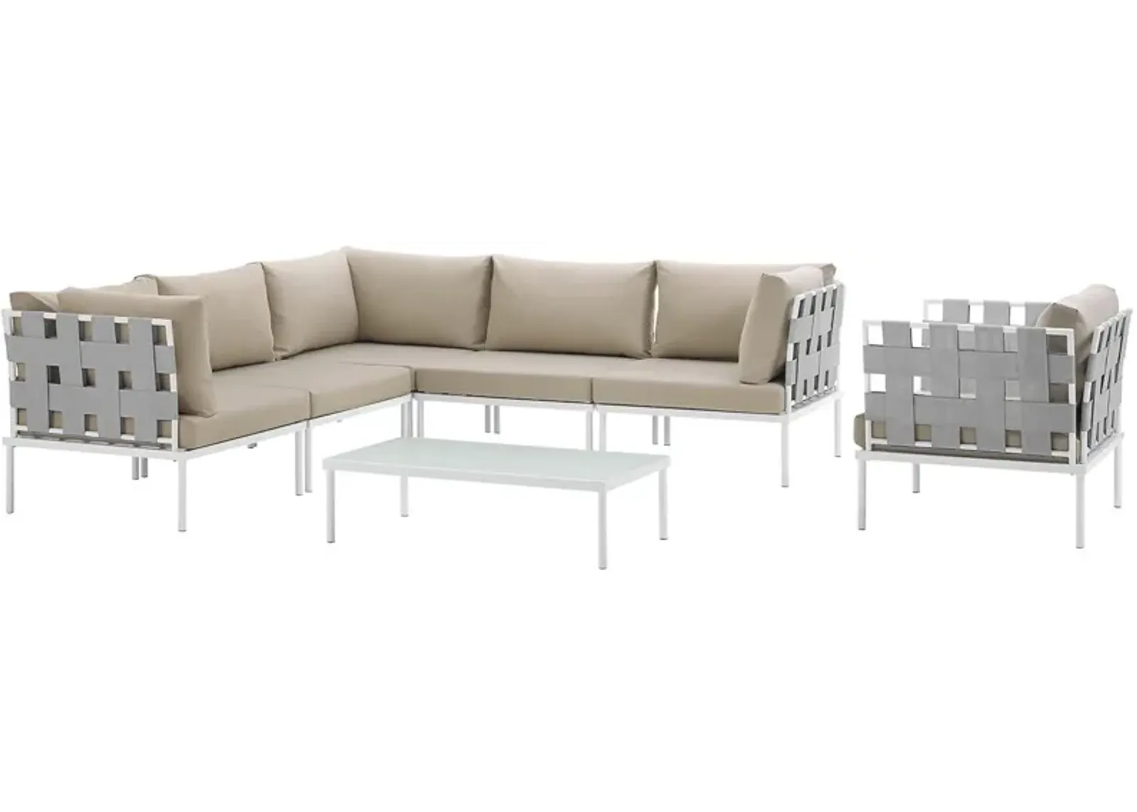 Harmony 7 Piece Outdoor Patio Aluminum Sectional Sofa Set