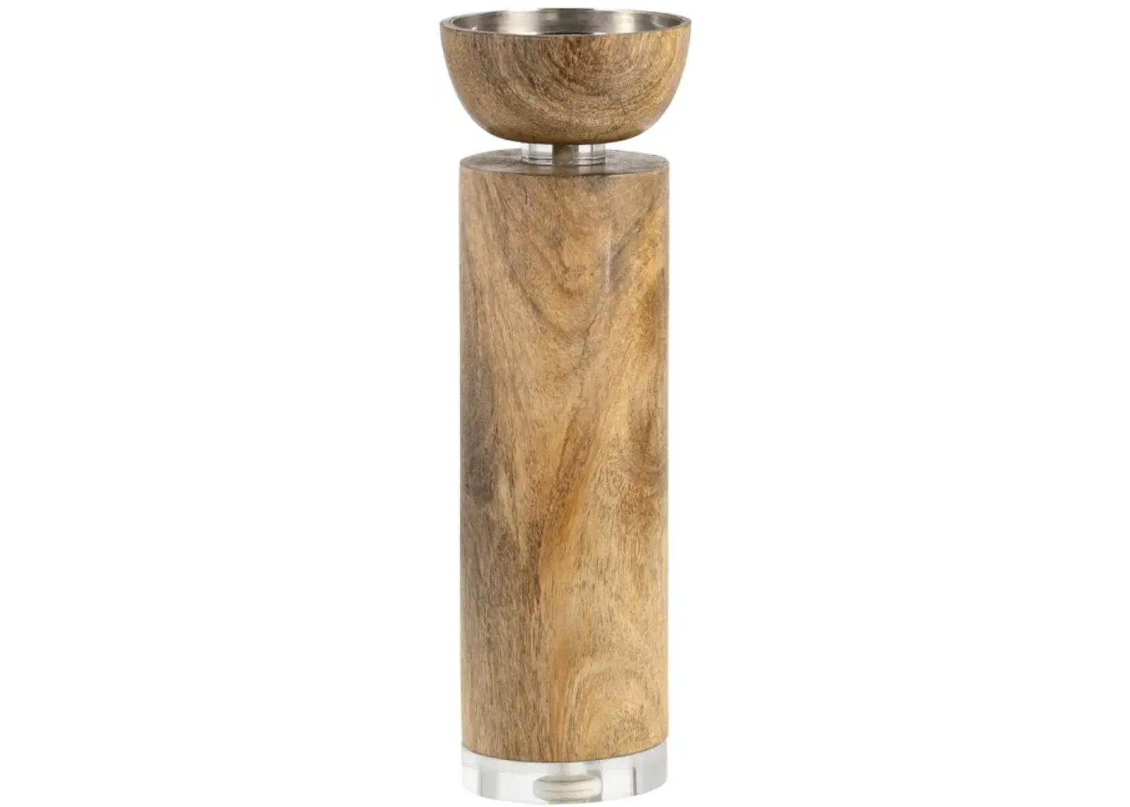 Wood, 11" Acrylic Detail Taper Candleholder, Natur