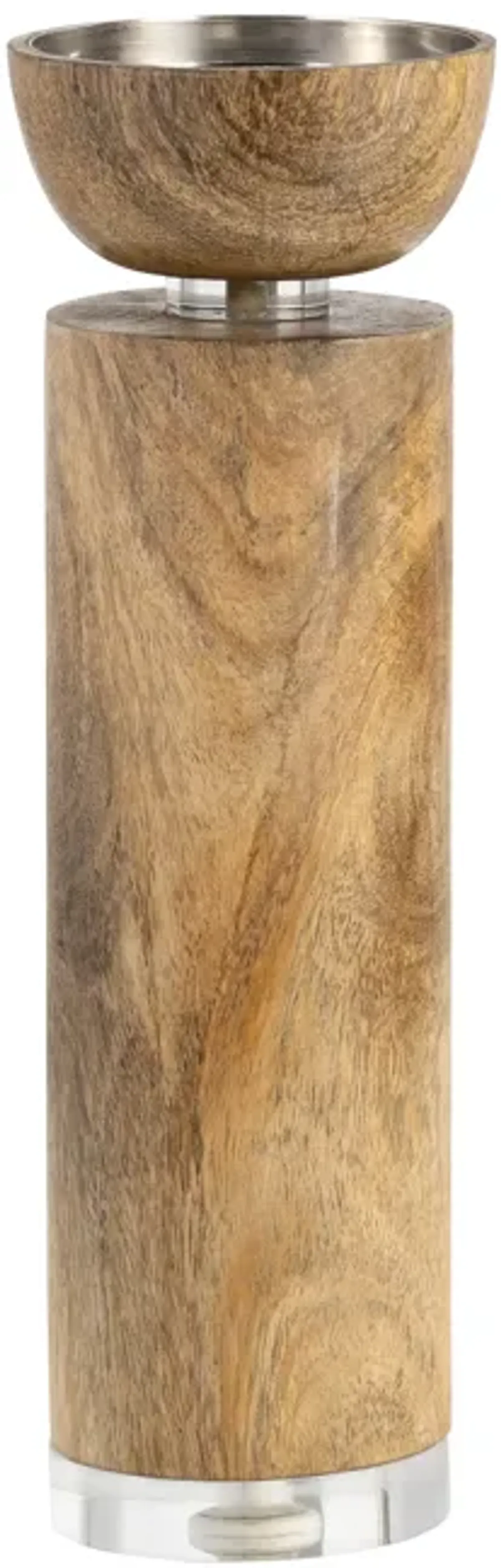 Wood, 11" Acrylic Detail Taper Candleholder, Natur