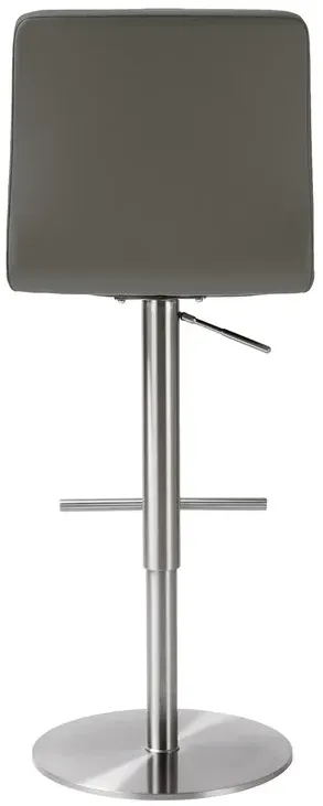 Paddy Dark Grey Vegan Leather on Silver Adjustable Stool