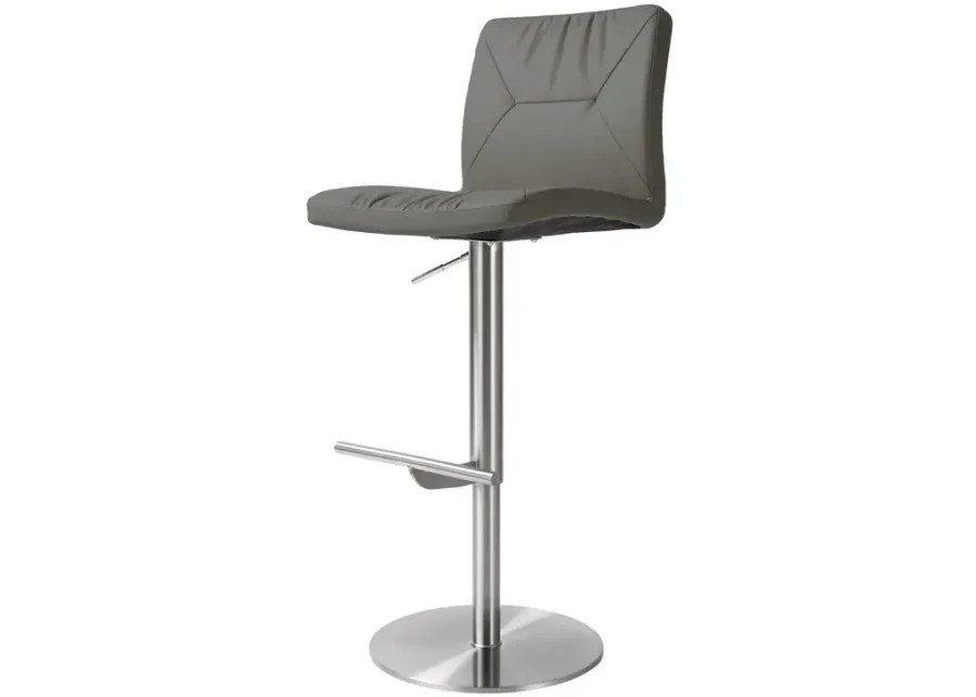 Paddy Dark Grey Vegan Leather on Silver Adjustable Stool