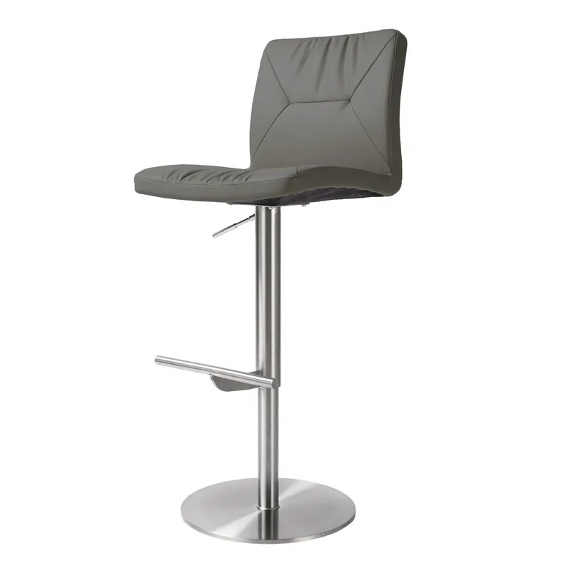 Paddy Dark Grey Vegan Leather on Silver Adjustable Stool