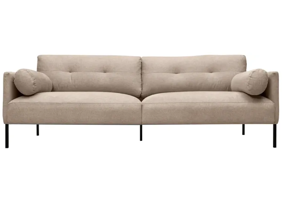 Michalina 84" Beige Fabric Sofa with Black Metal Legs