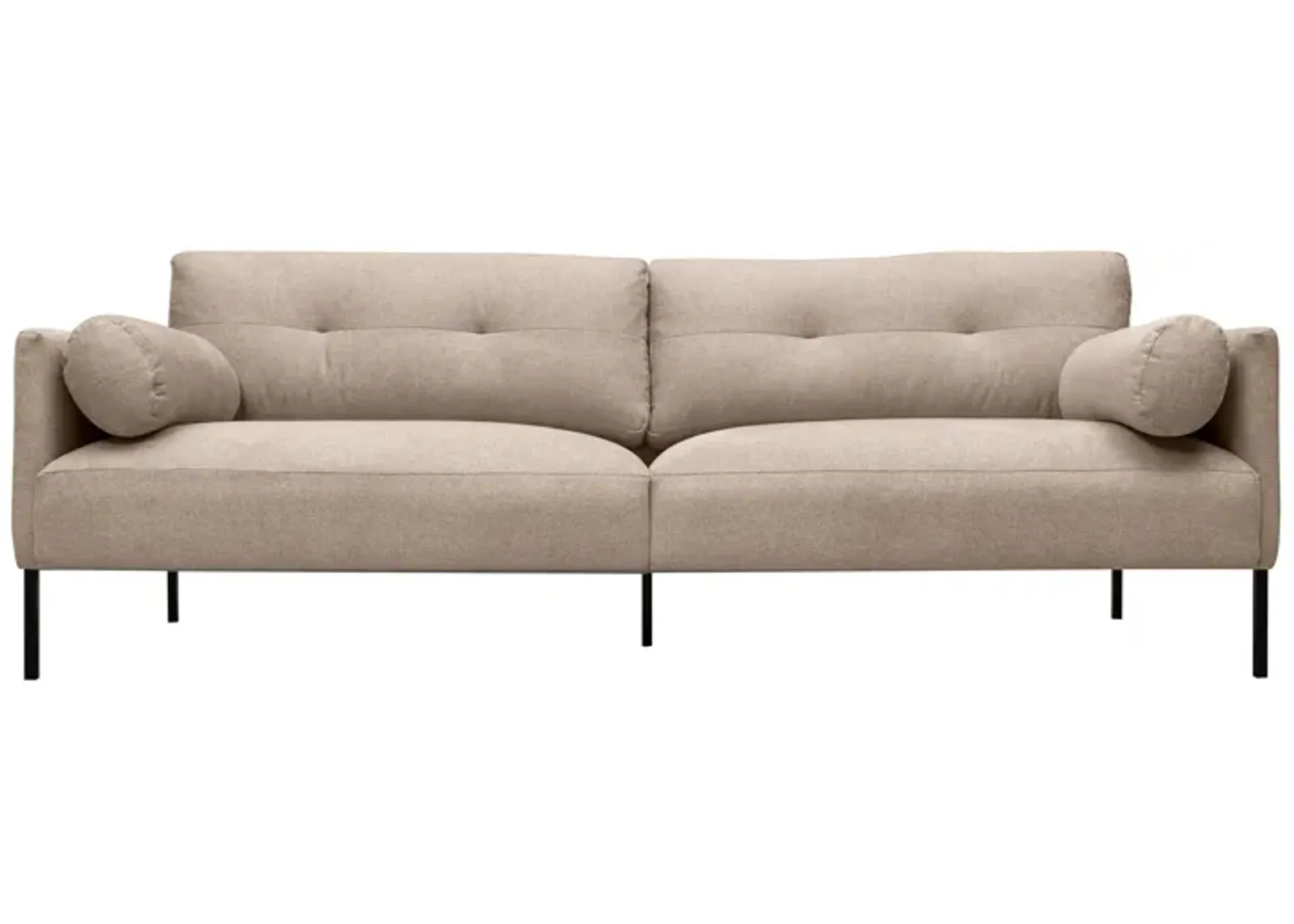 Michalina 84" Beige Fabric Sofa with Black Metal Legs