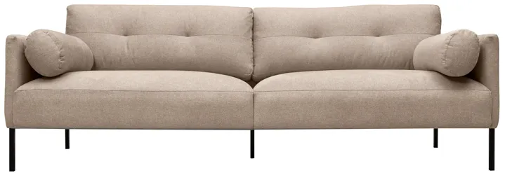 Michalina 84" Beige Fabric Sofa with Black Metal Legs