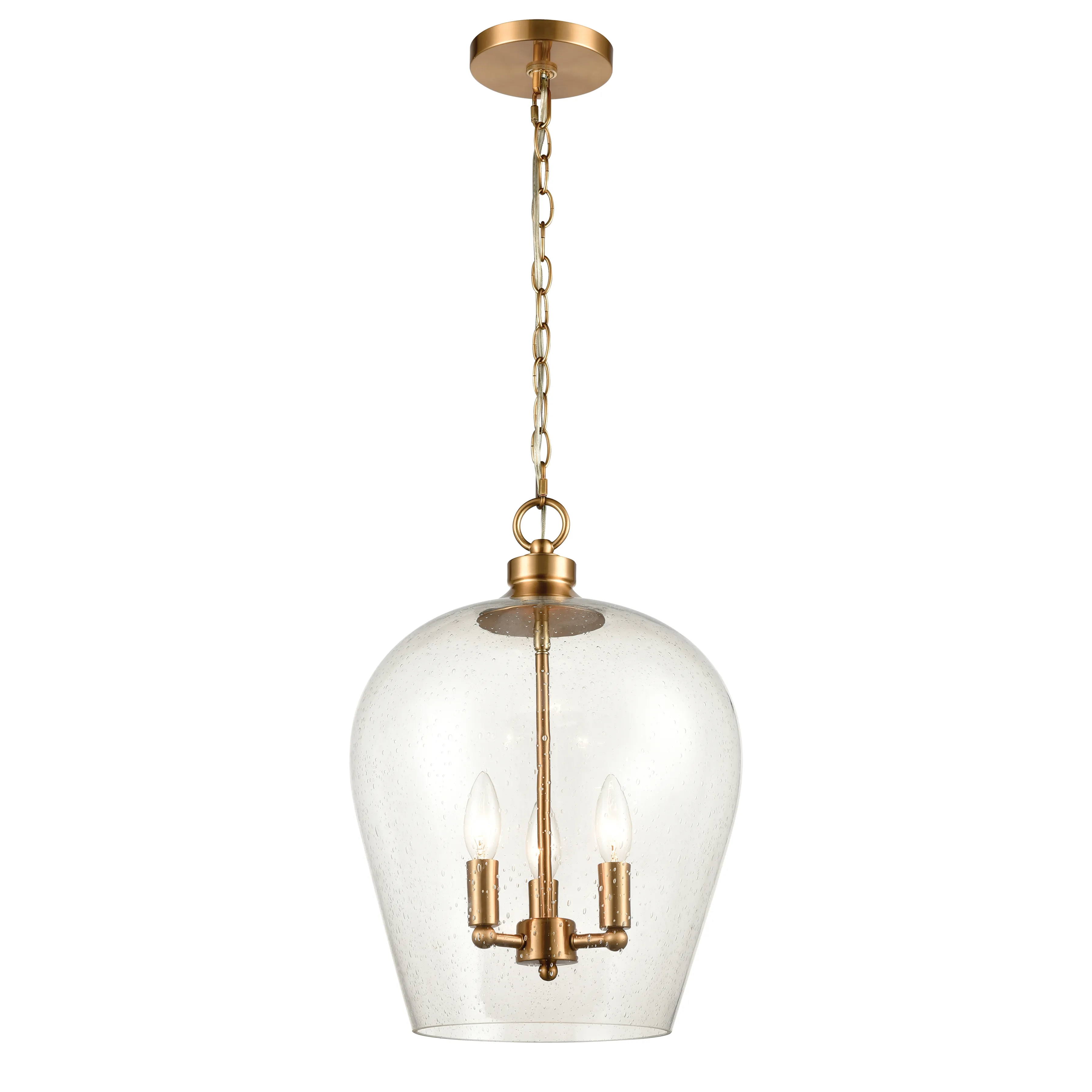 Darlene 13" Wide 3-Light Pendant - Satin Brass