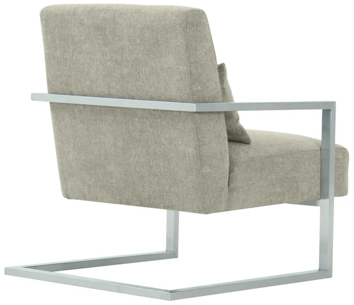 Skyline Modern Accent Chair In Gray Linen and Steel Legs