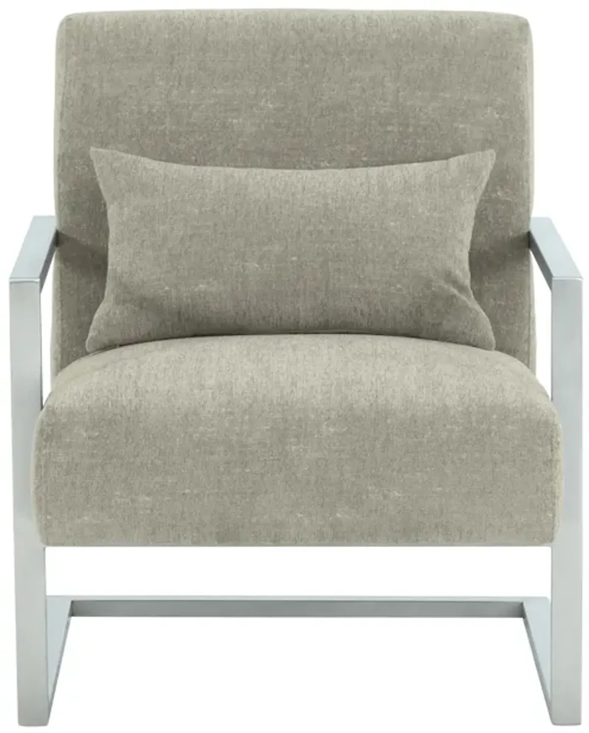 Skyline Modern Accent Chair In Gray Linen and Steel Legs