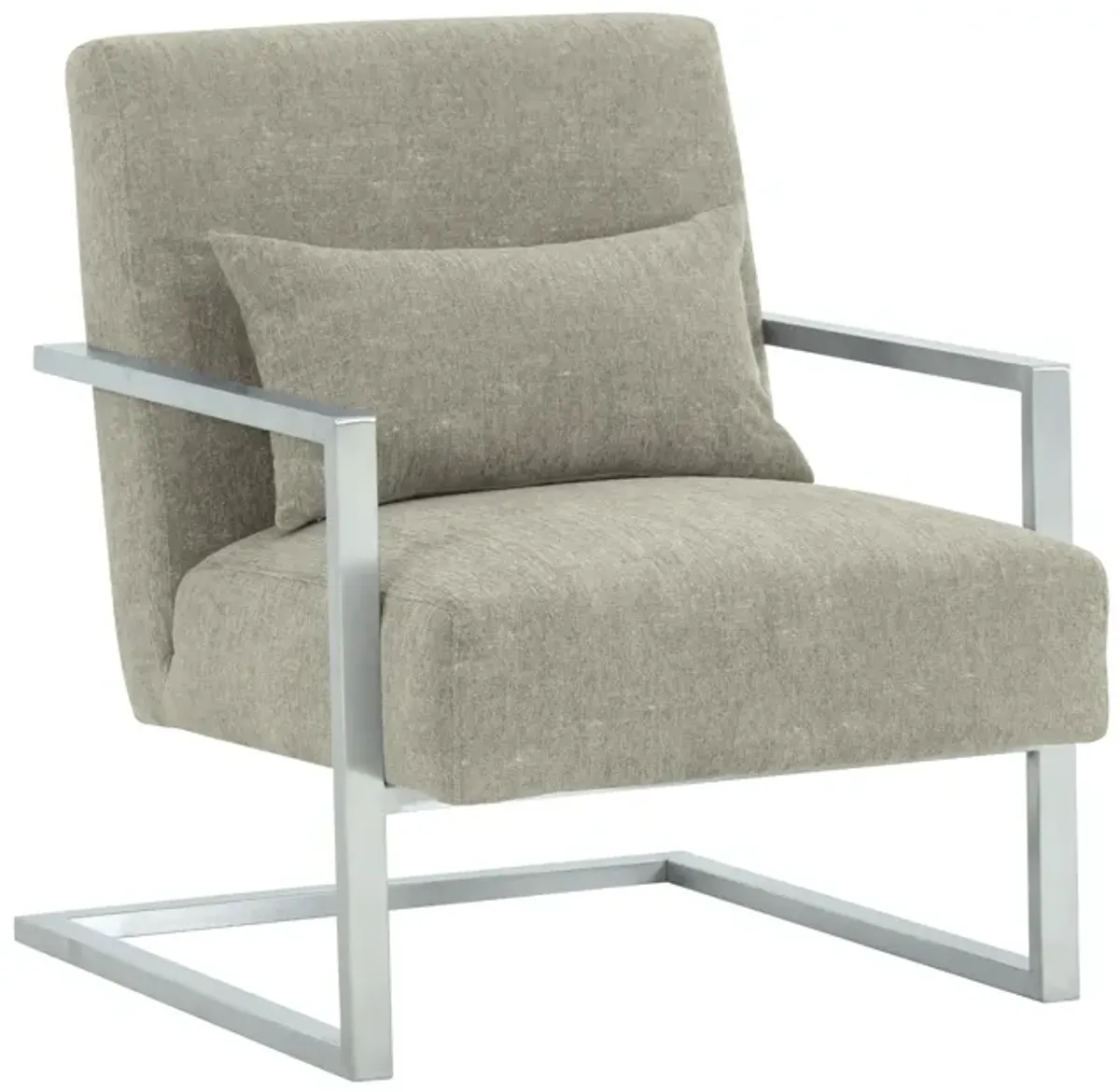 Skyline Modern Accent Chair In Gray Linen and Steel Legs