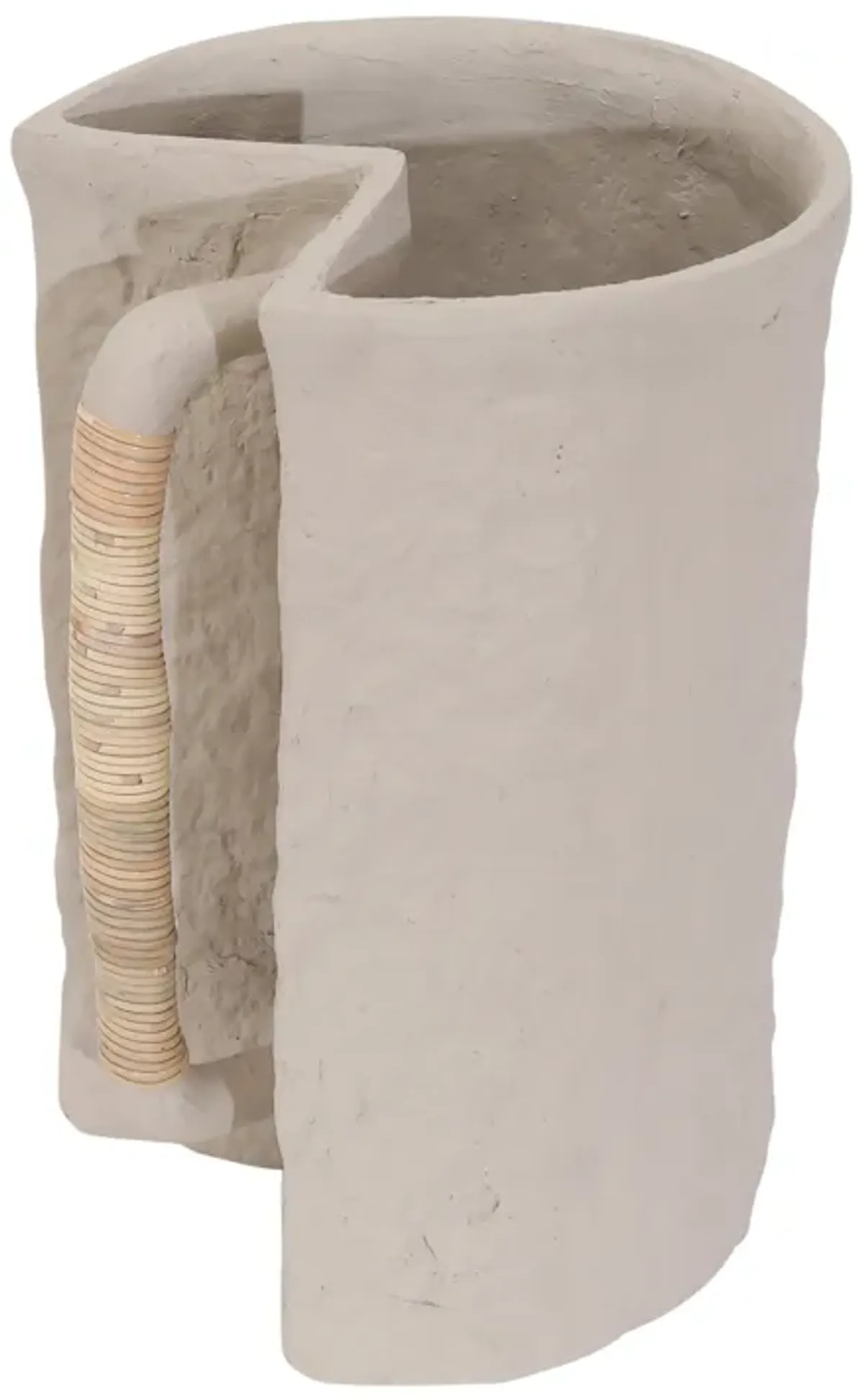 Ecomix, 12" Crafted Vase W Handle, Ivory