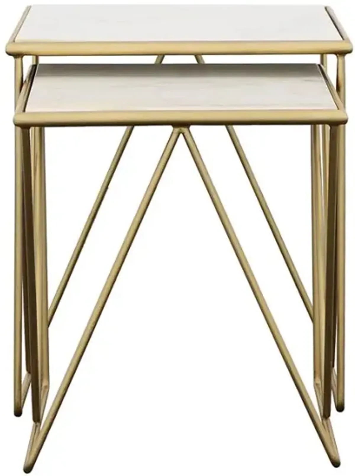 Aherla 2-Piece Nesting Table Set White And Gold