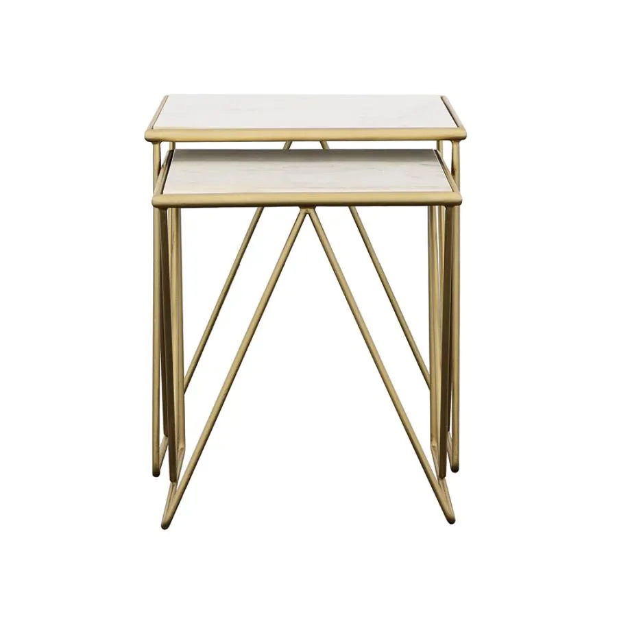 Aherla 2-Piece Nesting Table Set White And Gold