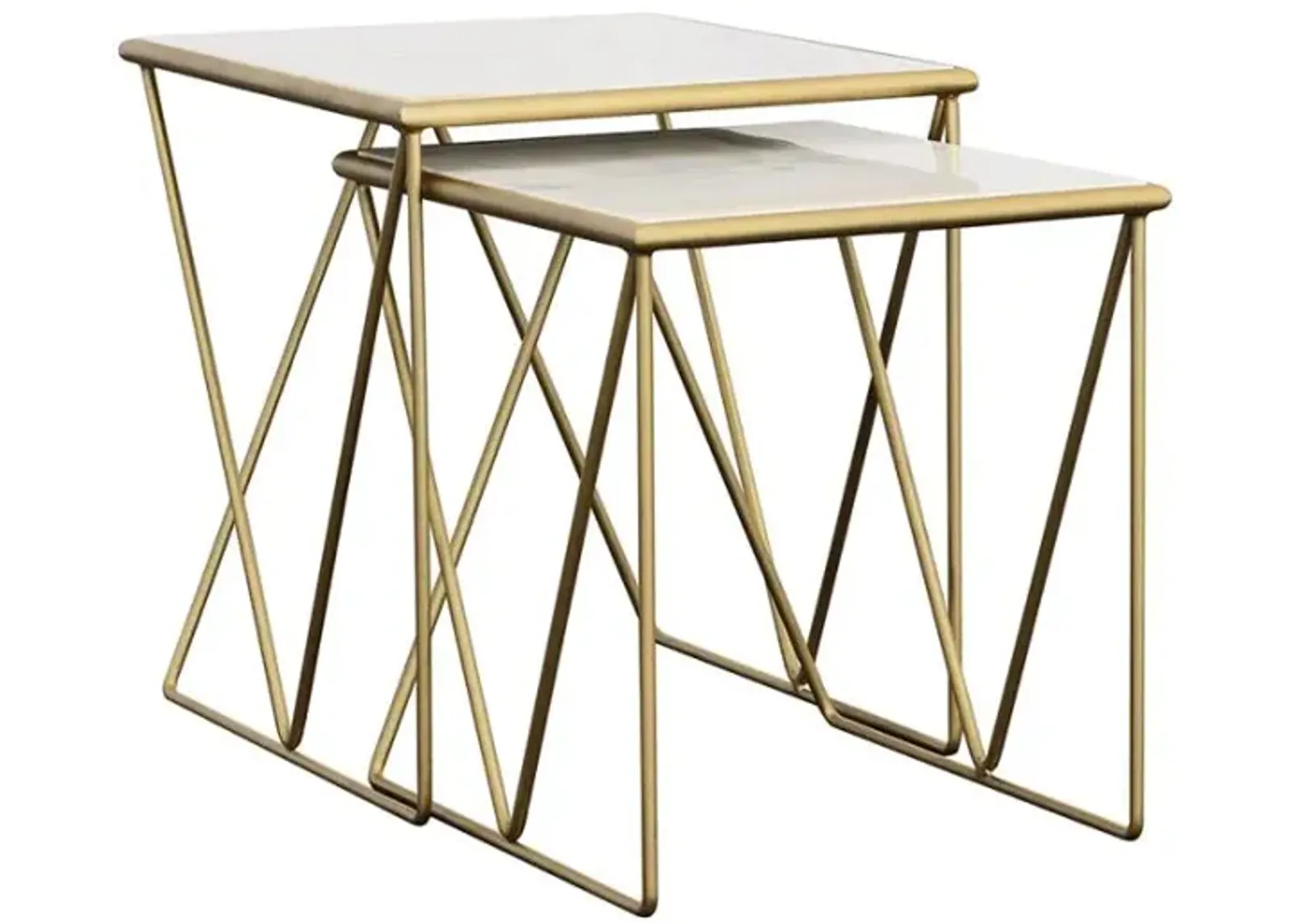 Aherla 2-Piece Nesting Table Set White And Gold