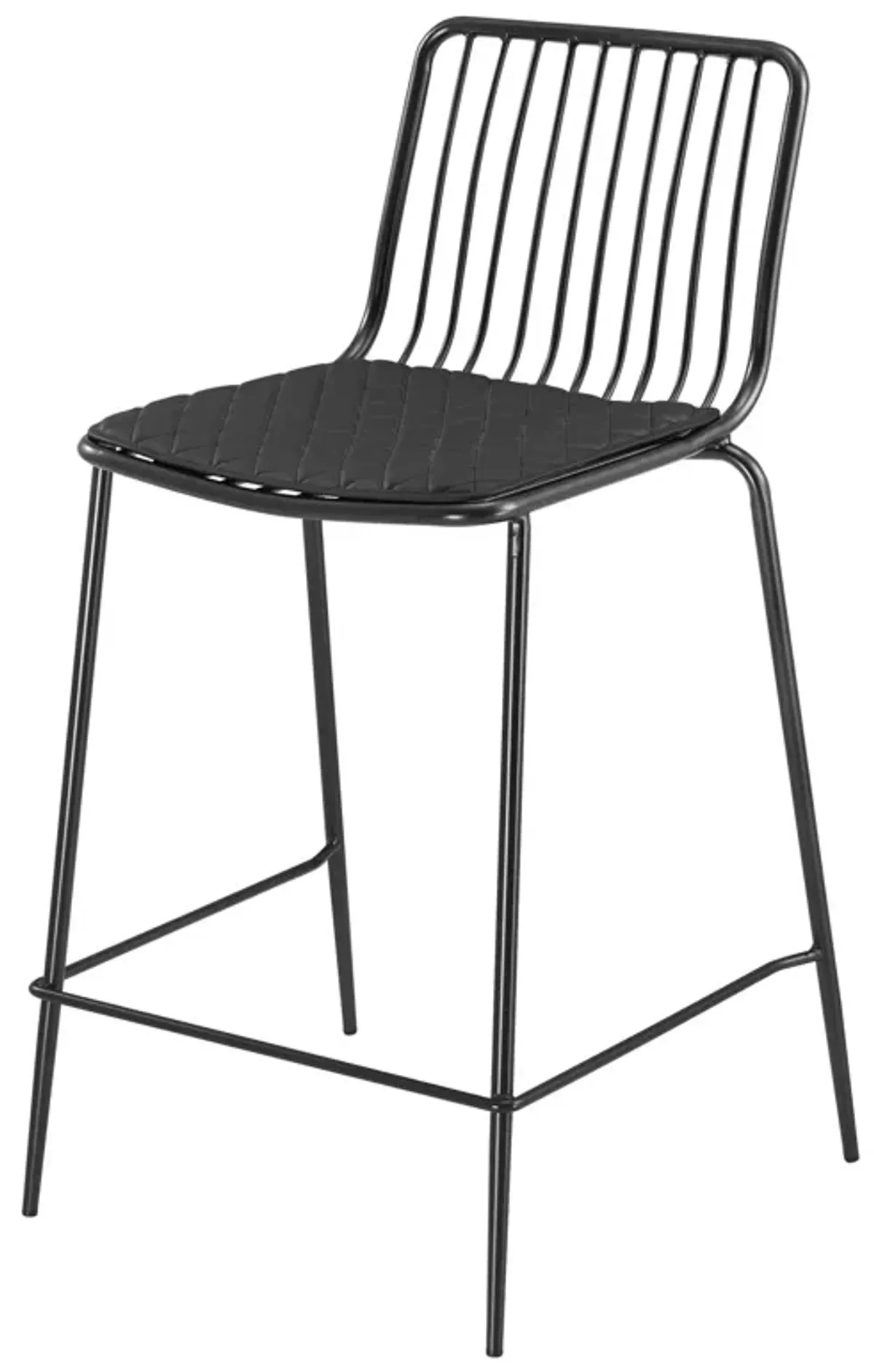 Thomas Metal Counter Stool Black Cushion, Metallic Gunmetal (Set of 4)