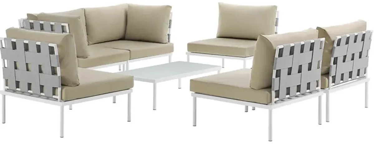 Harmony 7 Piece Outdoor Patio Aluminum Sectional Sofa Set