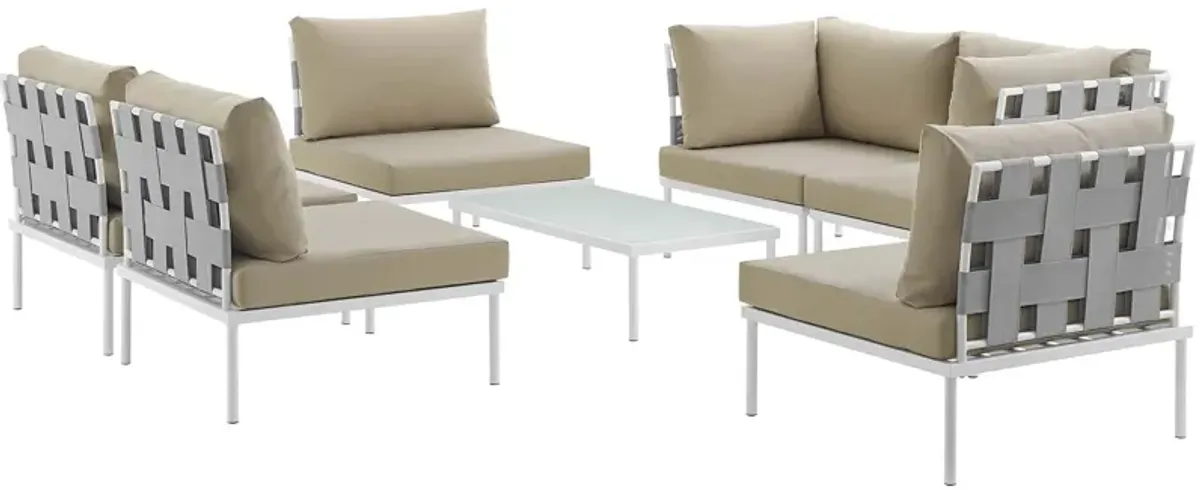 Harmony 7 Piece Outdoor Patio Aluminum Sectional Sofa Set