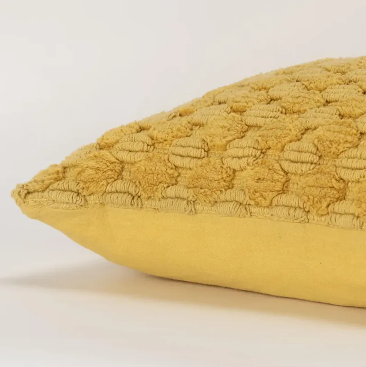 Stripe Patterned Solid Yellow Pillow