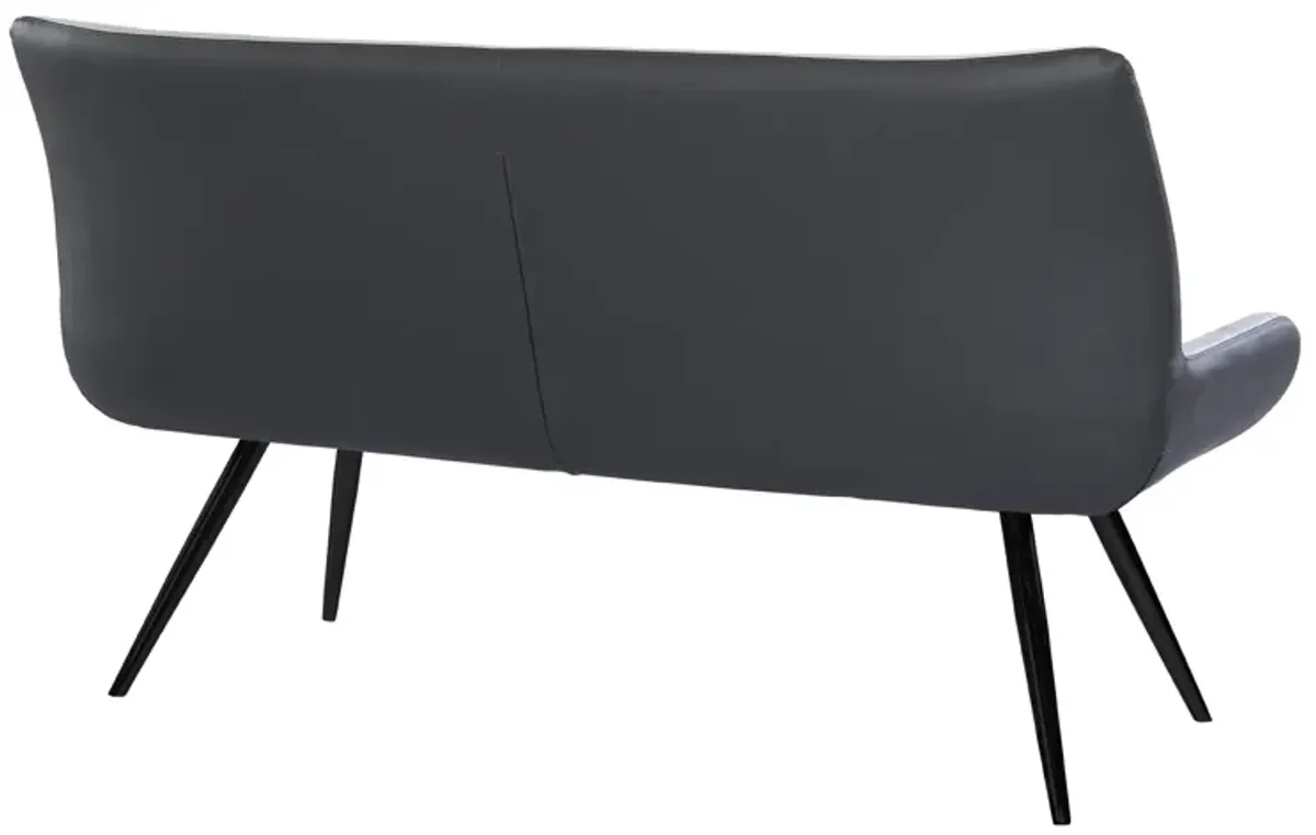 Coronado Contemporary Bench in Brushed Gray Powder Coated Finish and Gray Fabric