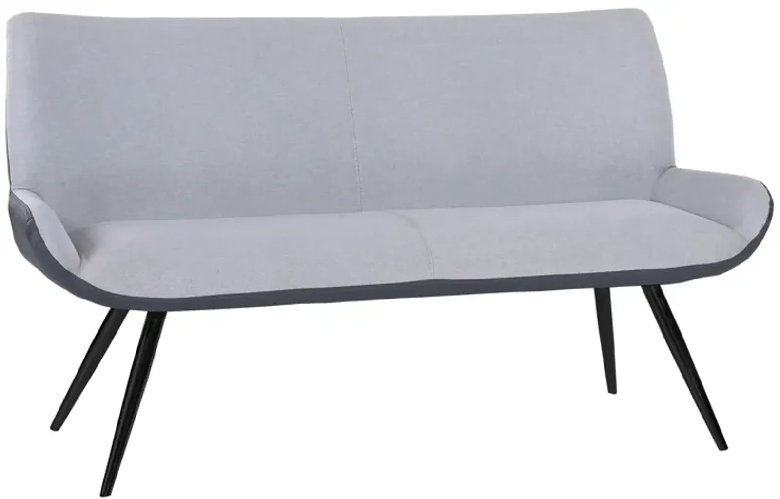 Coronado Contemporary Bench in Brushed Gray Powder Coated Finish and Gray Fabric