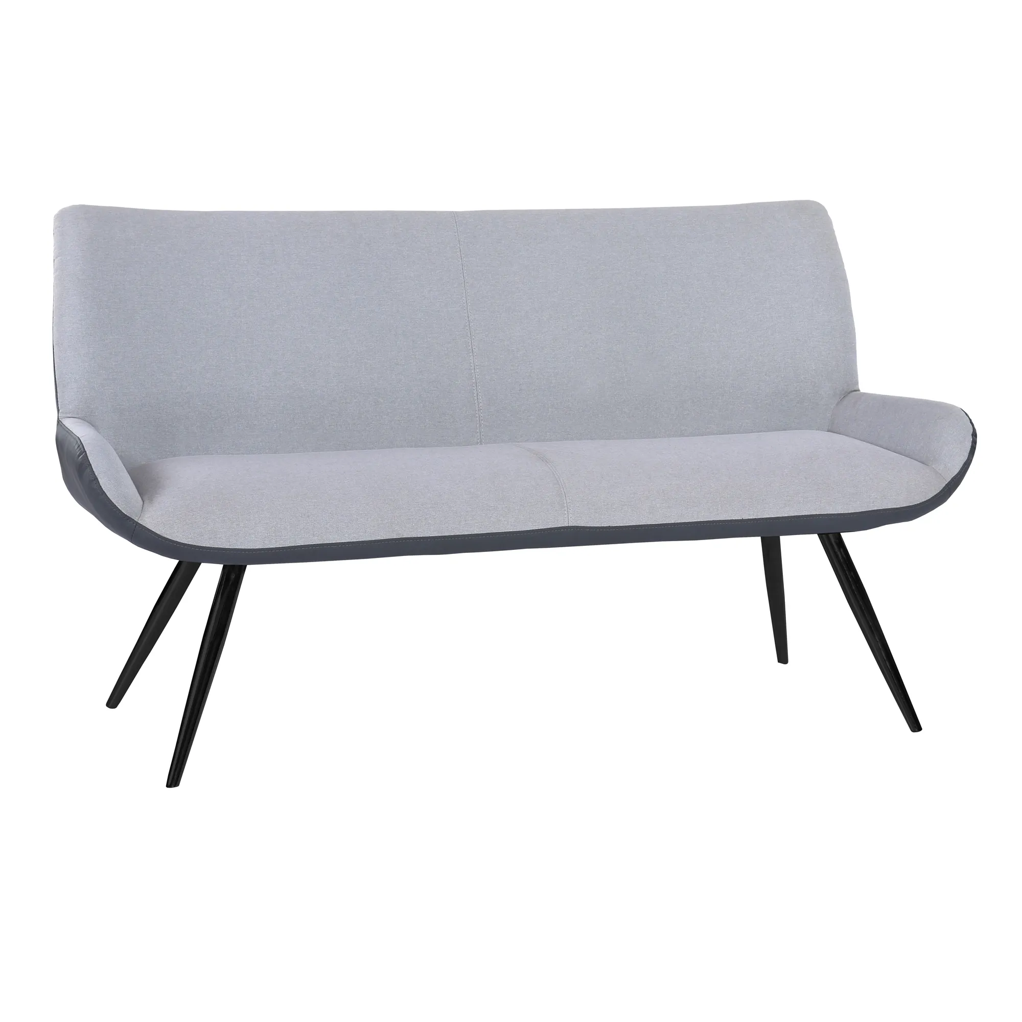 Coronado Contemporary Bench in Brushed Gray Powder Coated Finish and Gray Fabric