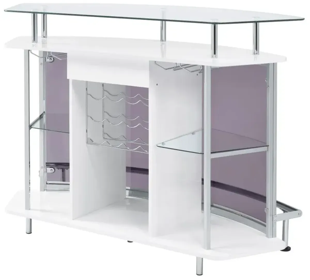 Gideon Crescent Shaped Glass Top Bar Unit with Drawer